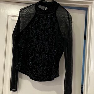 Elegant Black Embroidered Women's Top